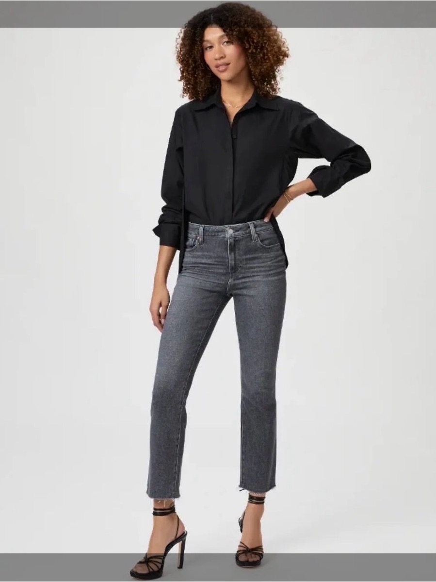 Paige Classic High-Rise Straight Jeans In Charcoal Gray Size 31